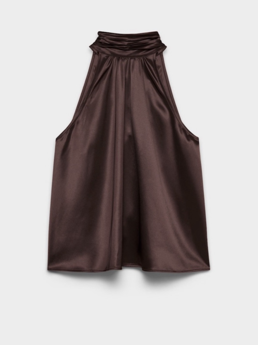 Aritzia | Ten Fallaway Satin Top Halter in Brown